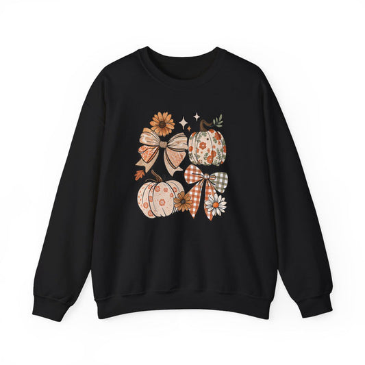Floral Pumpkin Bow Sweatshirt - funny sweatshirt by Cheeky Business