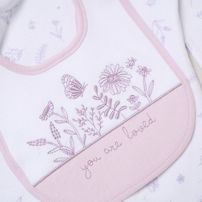 Floral 'You Are Loved' 5 Piece Layette Gift Set - 3 sizes. Set Rock a Bye Baby