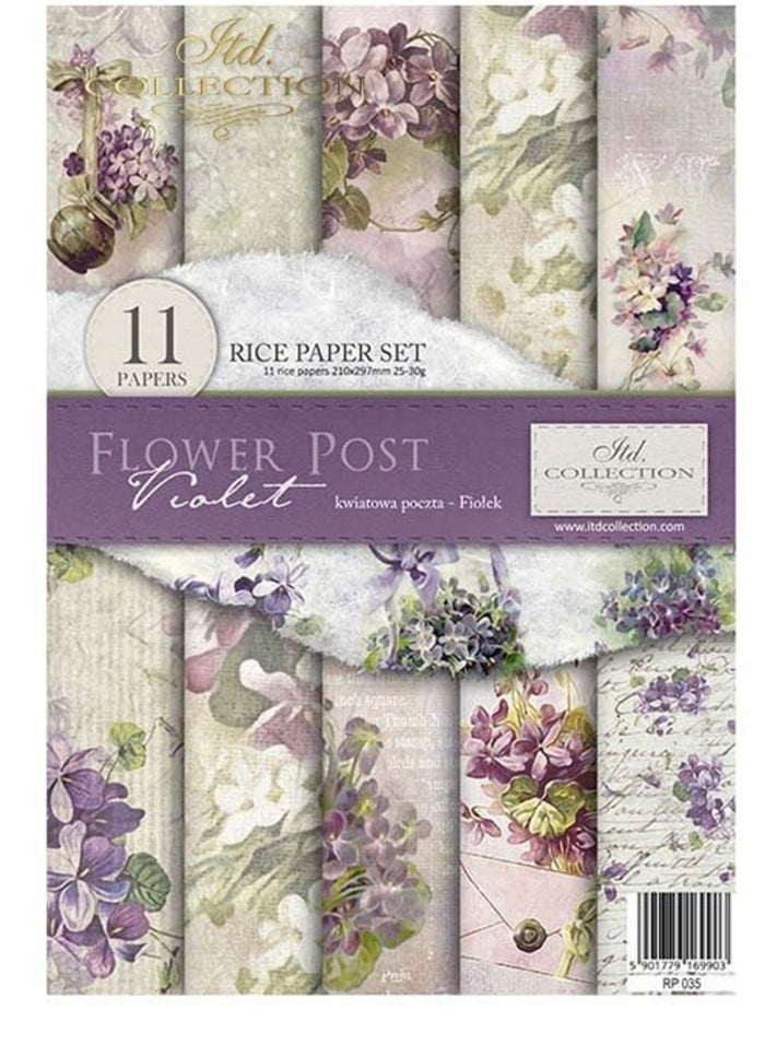Rice Paper Pack Flower Post Violet, rice paper design by ITD Collection, arts & entertainment > hobbies & creative arts > arts & crafts, for decoupage and crafting