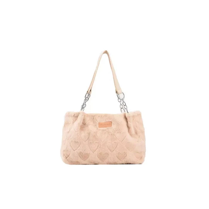 Fluffy Heart-Patterned Handbag