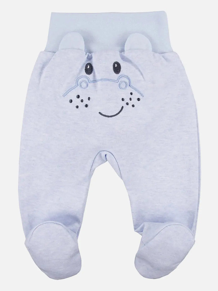 Footed Trousers, Blue With Hippo Face On Rear Trousers / Leggings EEVI