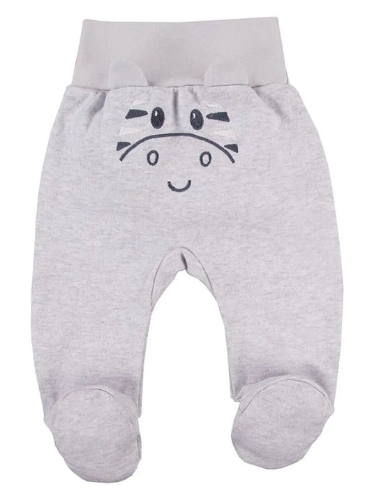 Footed Trousers, Grey With Zebra Face On Rear Trousers / Leggings EEVI