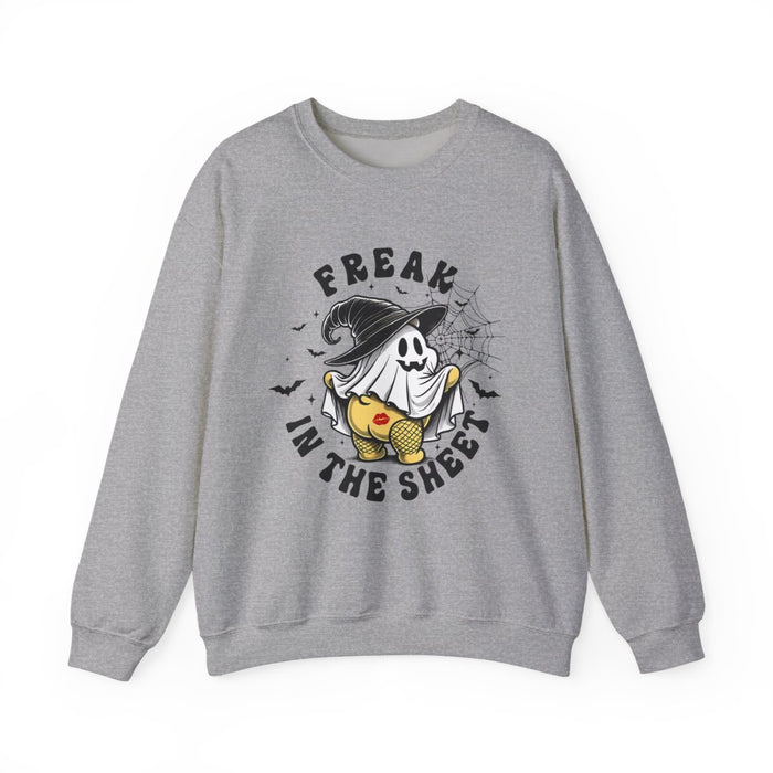 Freak In The Sheet Halloween Sweatshirt - funny sweatshirt by Cheeky Business