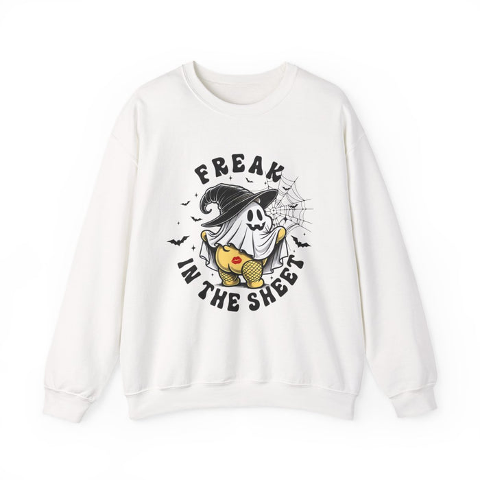 Freak In The Sheet Halloween Sweatshirt - funny sweatshirt by Cheeky Business
