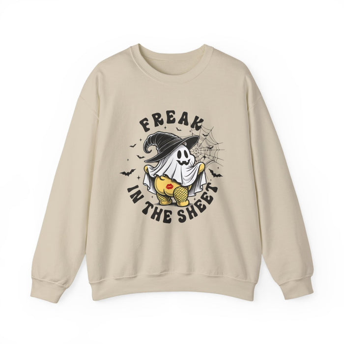 Freak In The Sheet Halloween Sweatshirt - funny sweatshirt by Cheeky Business