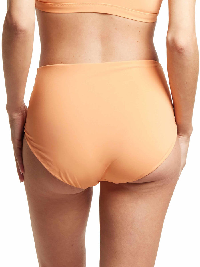 Florence Orange French Brief Swimsuit Bottom Back On-Model, Full Coverage Two Piece Swim Bottom | Hanky Panky