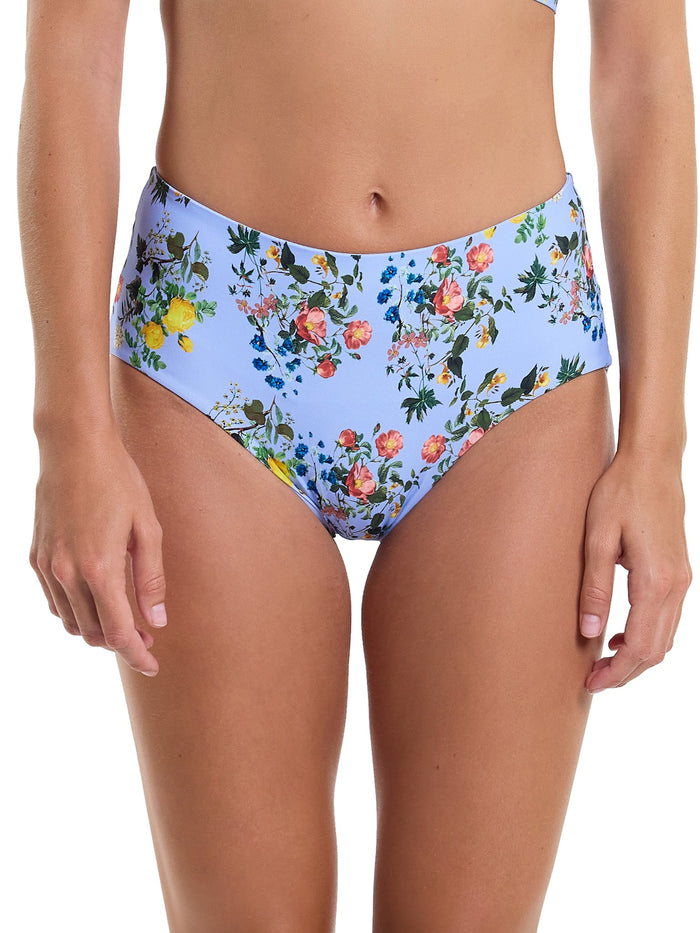 Blue Floral Print French Brief Swimsuit Bottom Thankful - Front View On Model | Hanky Panky