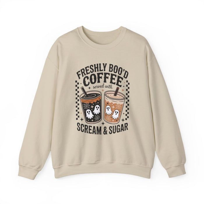 Freshly Boo’d Coffee Halloween Sweatshirt - funny sweatshirt by Cheeky Business
