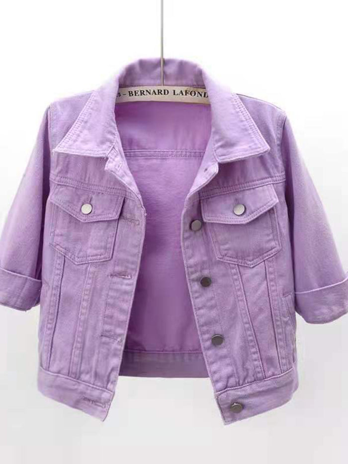 Full Size Cropped Denim Jacket Plus Size