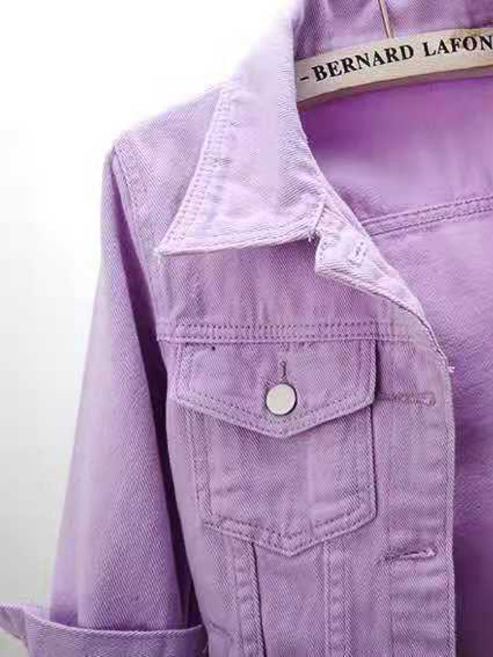 Full Size Cropped Denim Jacket Plus Size
