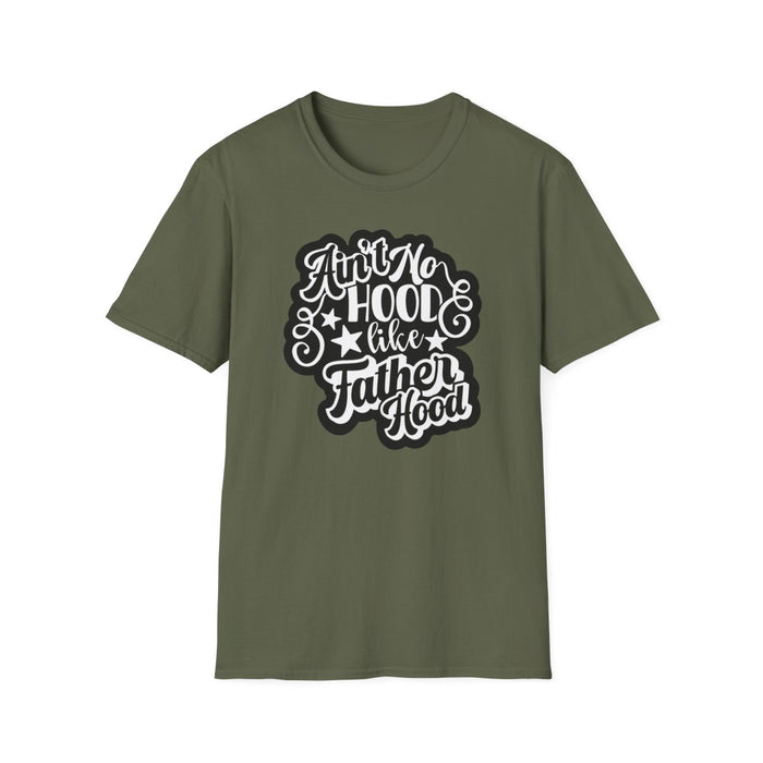 royal blue t-shirt with ain't no hood like fatherhood print for dad gift