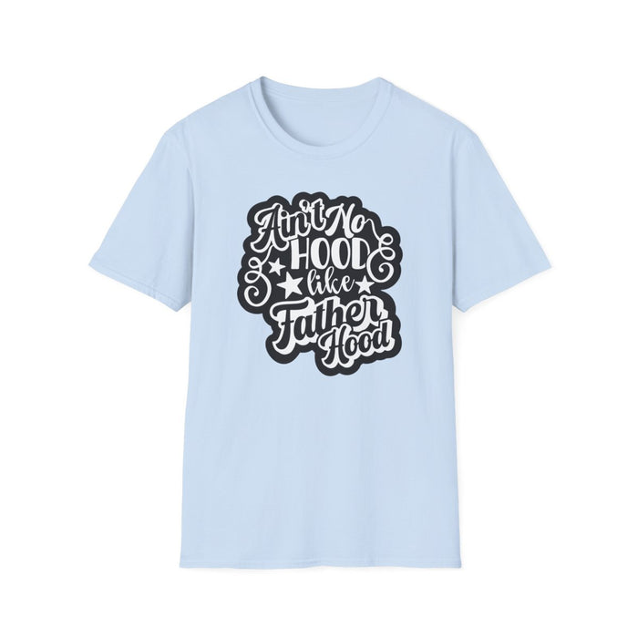 dark heather t-shirt with ain't no hood like fatherhood funny dad graphic