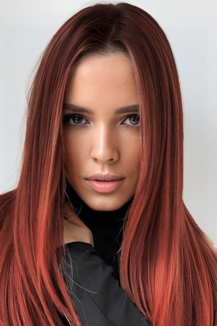Gilded Strands™ Copper Luxe Straight Wig — 27"