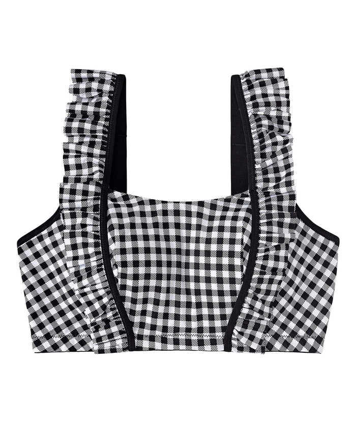 Gingham Ruffle Wireless Minimizer Bra (F-G-H Cup)