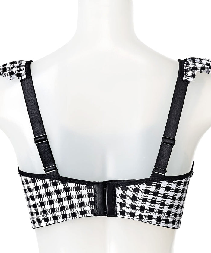 Gingham Ruffle Wireless Minimizer Bra (F-G-H Cup)