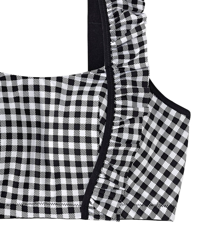 Gingham Ruffle Wireless Minimizer Bra (F-G-H Cup)