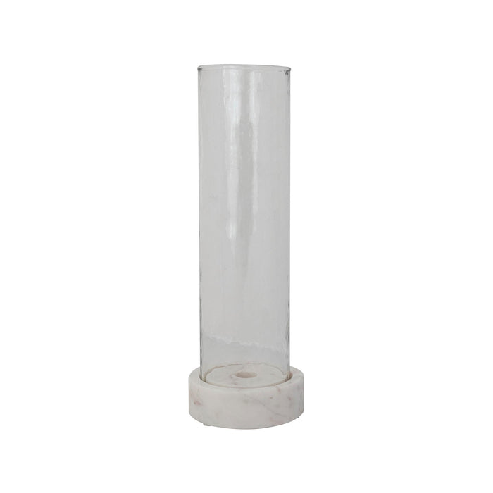 Glass Hurricane with Marble Base Taper Holder