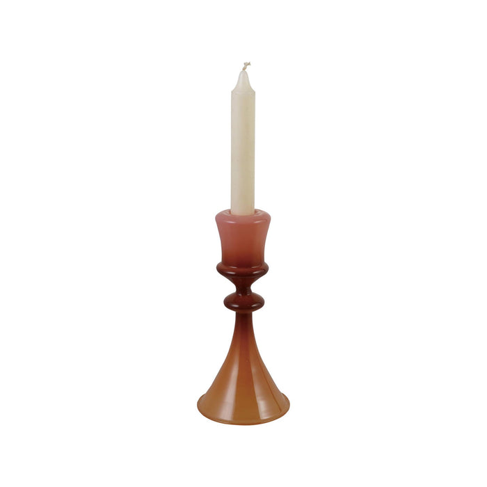 Glass Two-Tone Taper Holder - Blush & Brown - in use