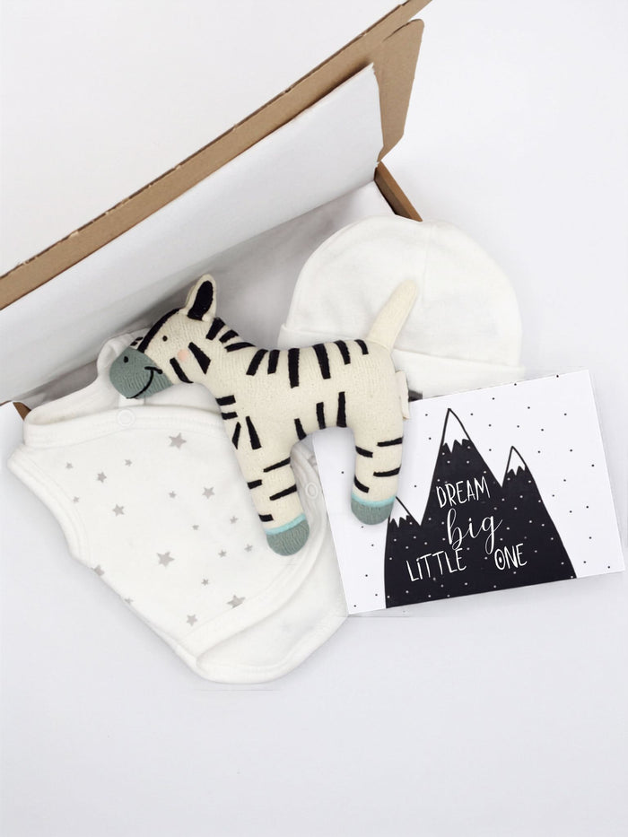 Grey Baby Zebra Gift Set - Incubator Vest, Hat, Teddy and optional Card - 1.5-3lb Set Little Mouse Baby Clothing & Gifts