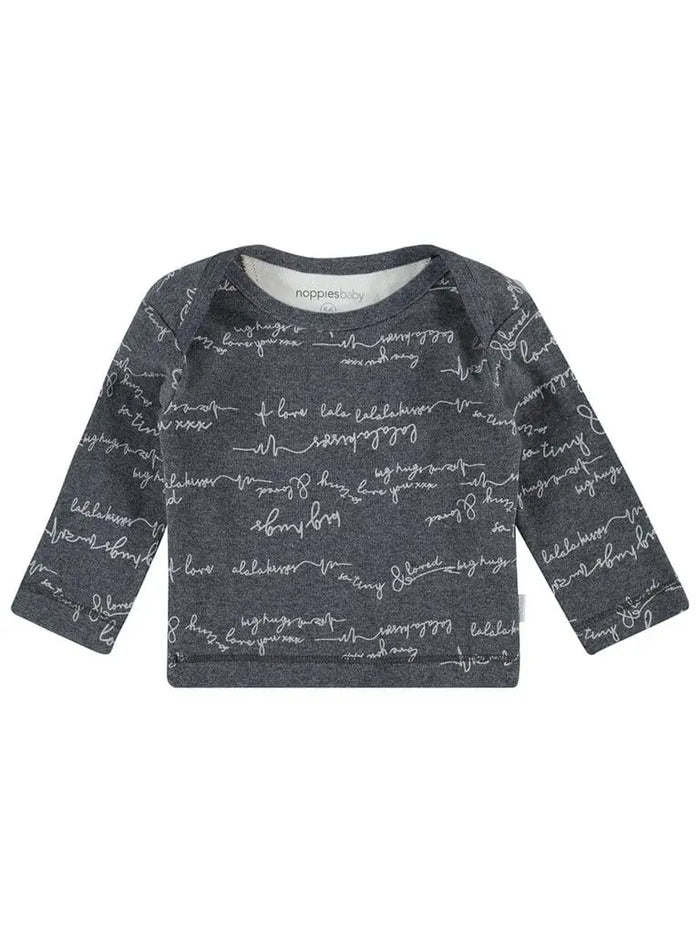 Grey Love Messages Top - Organic Cotton Top / T-shirt Noppies