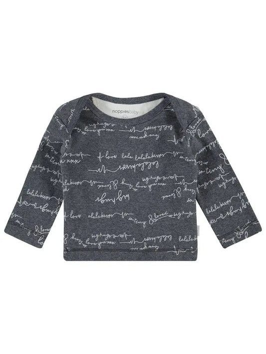 Grey Love Messages Top - Organic Cotton Top / T-shirt Noppies