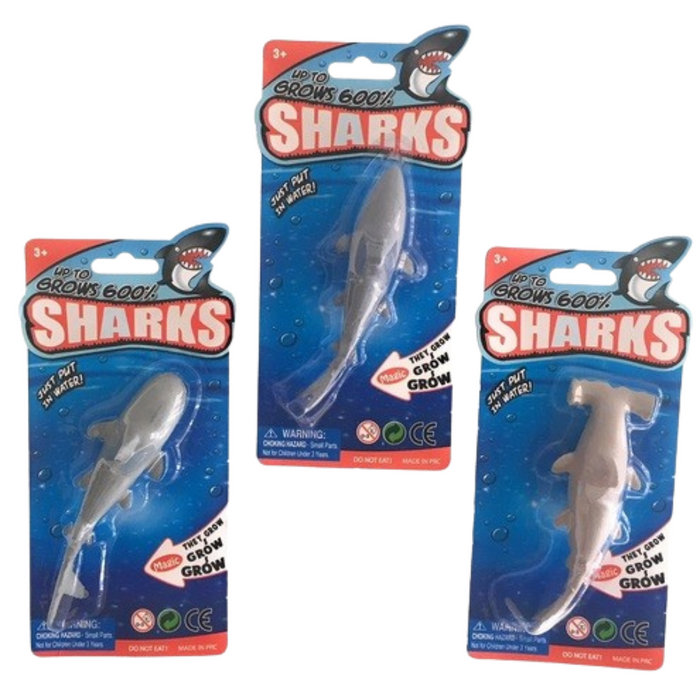 shark figurine that grows 600% when put in water.  approximately 3-4 inches to start
