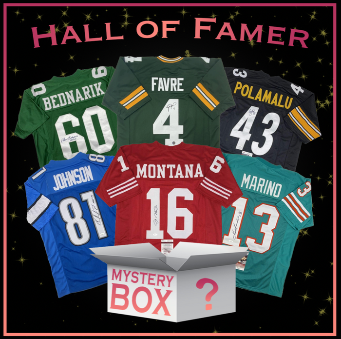 Hall of Famers Autographed/Signed Football Jersey Mystery Box with PSA JSA or Beckett COA