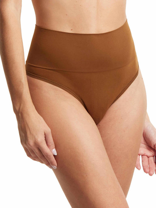 Macchiato Brown HANKY PANKY BODY™ Midrise Thong - Front On-Model View | Hanky Panky