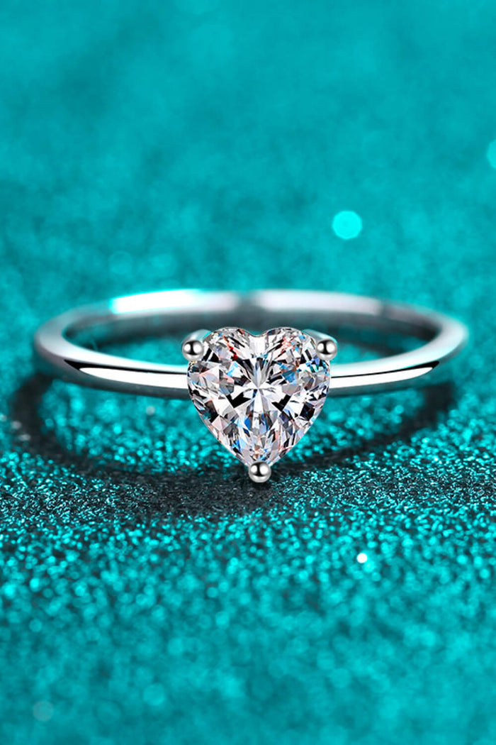 Heart-Shaped Moissanite Ring in Sterling Silver for Promise