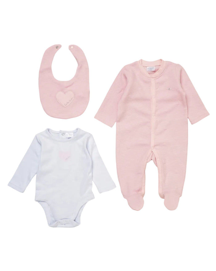 Heart Textured Layette Set Set Rock a Bye Baby