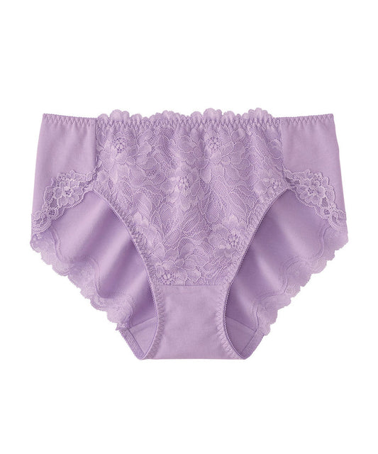 High-Waist Lace Cotton-Blend Bikini Panty