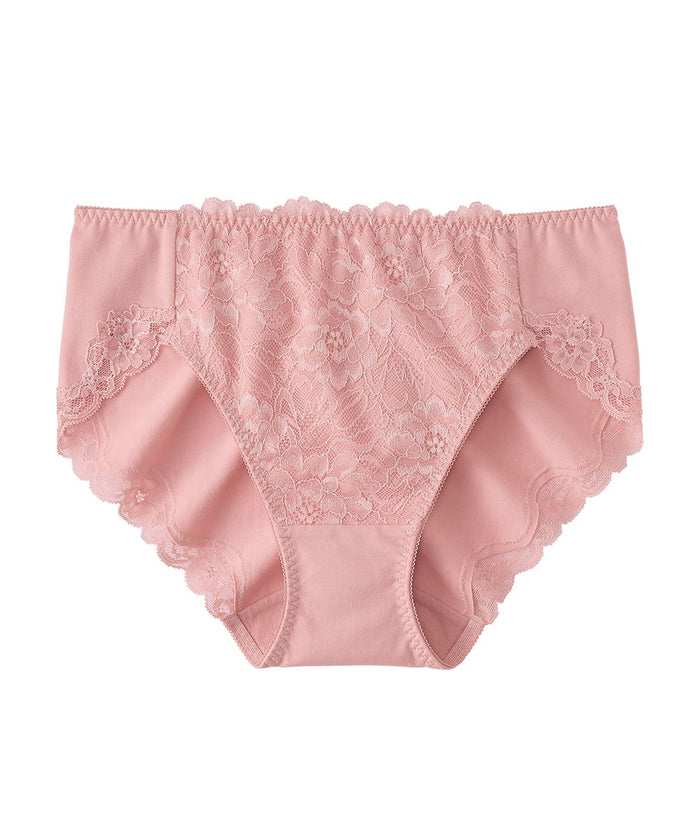 High-Waist Lace Cotton-Blend Bikini Panty