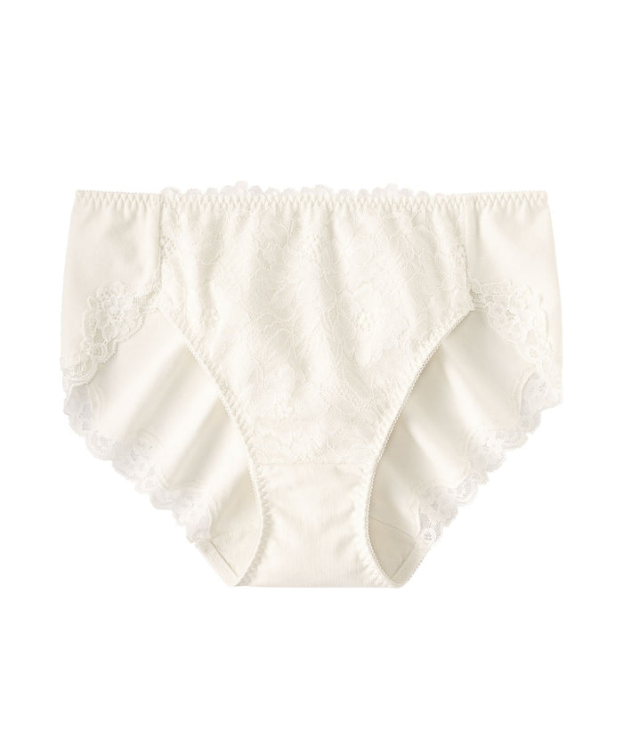 High-Waist Lace Cotton-Blend Bikini Panty