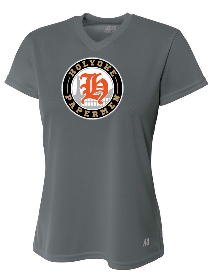 Holyoke Papermen WOMEN'S SHORT SLEEVE V-NECK BIRDS EYE MESH TEE