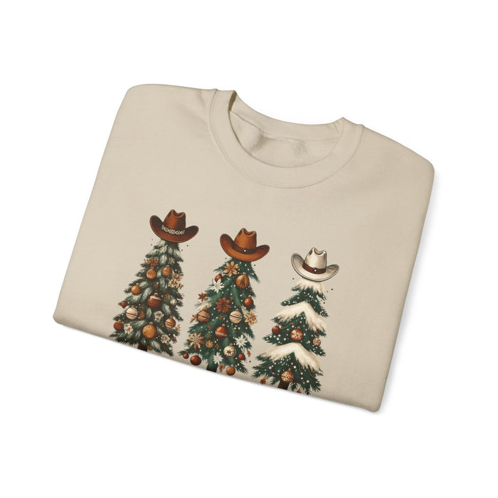 Howdy Christmas Cowboy Trees Sweatshirt - funny sweatshirt by Cheeky Business