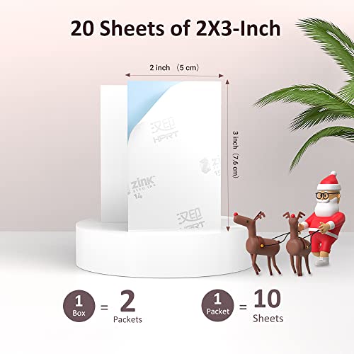 HPRT MT53 photo paper 2X3', Compatible with all Zink photo printers, Sticker white paper