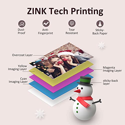 HPRT MT53 photo paper 2X3', Compatible with all Zink photo printers, Sticker white paper