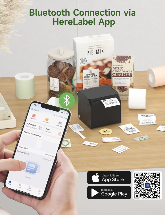 HPRT T260LR  Bluetooth Portable Thermal Label Maker with 1 Roll Sticker Paper