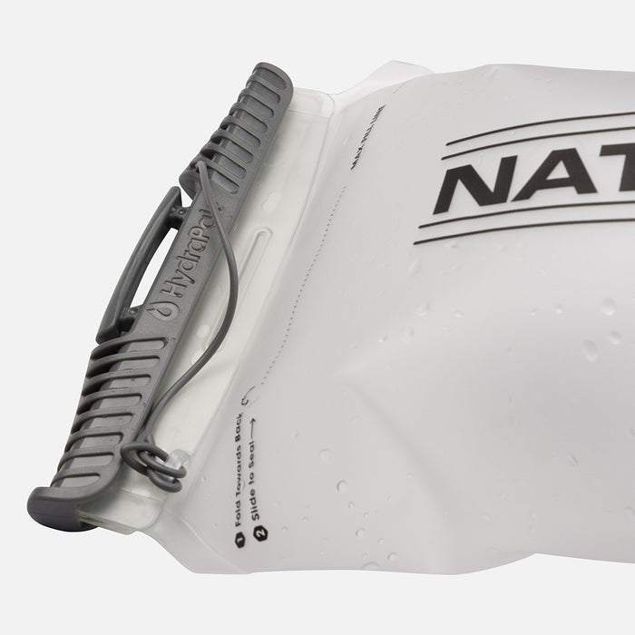 color:Clear||seo:Nathan 2.0 Liter Hydration Bladder with Quick Release Hose - Detail View