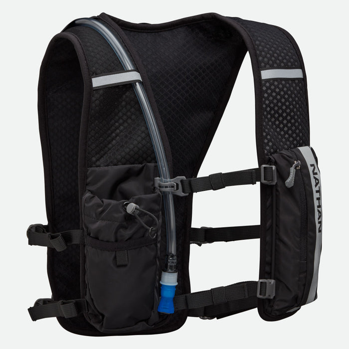 color:Black/Geo Print||view:sku image primary||seo:Nathan Hypernight QuickStart 2.0 4 Liter Hydration Pack -Black/Geo Print - Front of Vest View