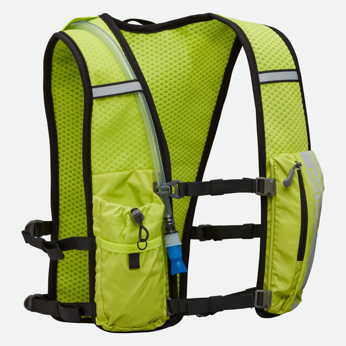 color:Hi Vis Yellow/Geo Print||view:sku image primary||seo:Nathan Hypernight QuickStart 2.0 4 Liter Hydration Pack - Hi Vis Yellow - Front of Vest View