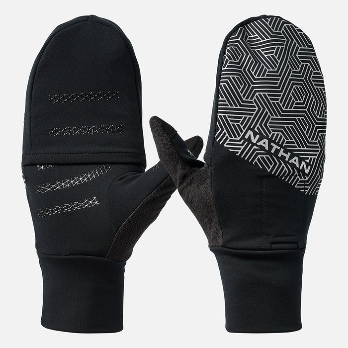 color:Black/Hex Print||view:SKU image primary||seo:Nathan HyperNight Reflective Convertible Mitt 2 - Black/Hex Print - Hero