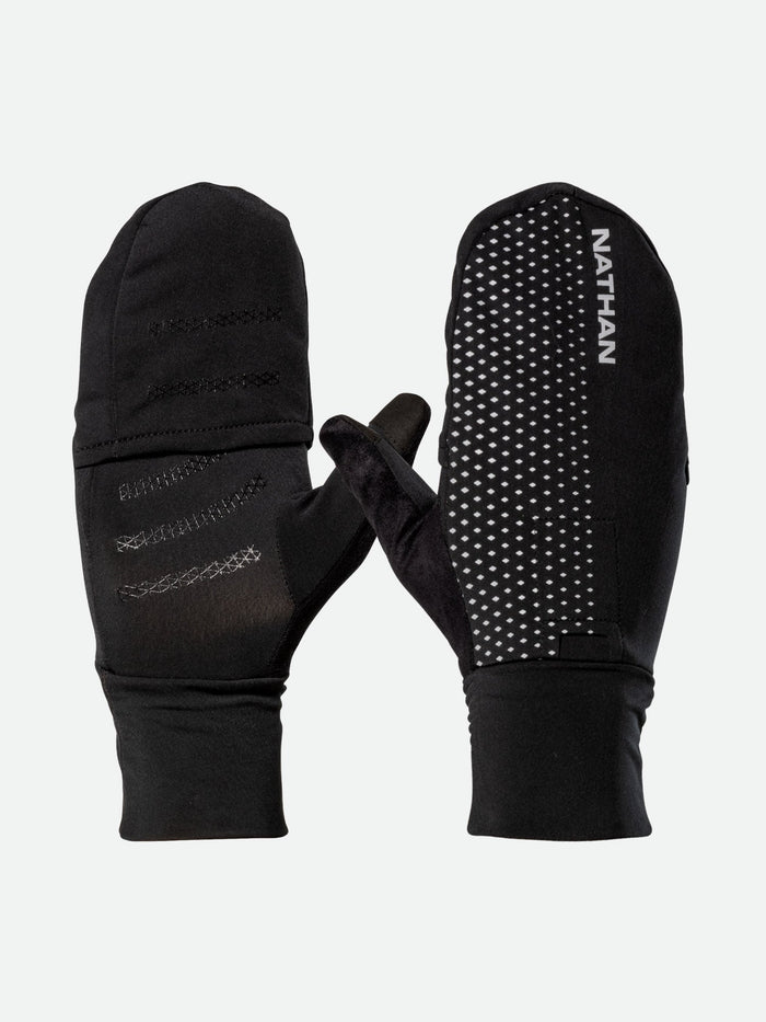 color:Black/Geo Print||view:SKU Image Primary||seo:Nathan HyperNight Reflective Convertible Mitts - Black - Front and Back View