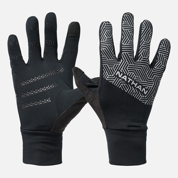 color:Black/Hex Print||view:SKU Image Primary||seo:Nathan HyperNight Reflective Gloves 2 -Black/Hex Print - Hero