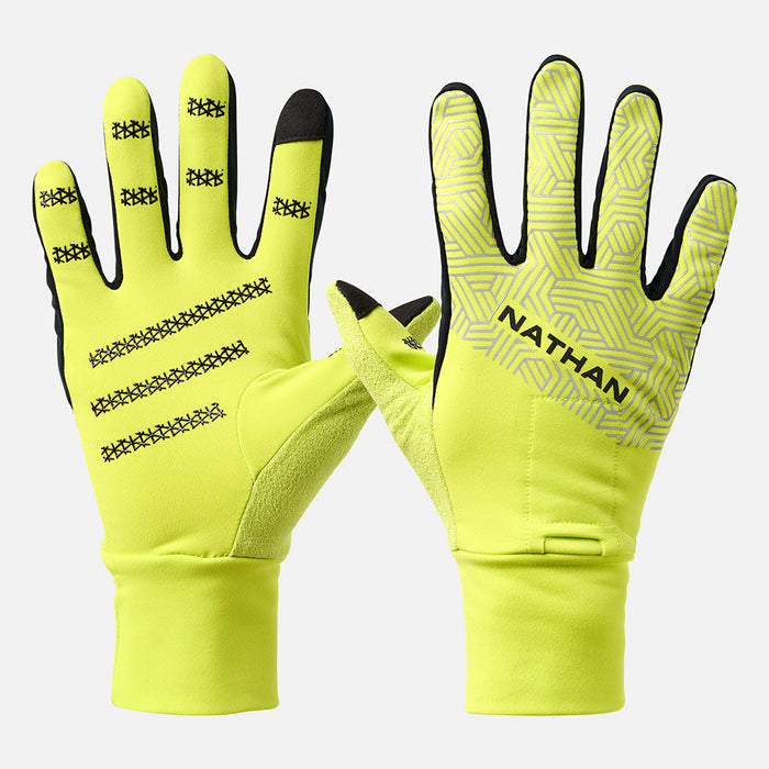 color:Hi Vis Yellow/Hex Print||view:SKU Image Primary||seo:Nathan HyperNight Reflective Gloves 2 - Hi Vis Yellow/Hex Print - Hero