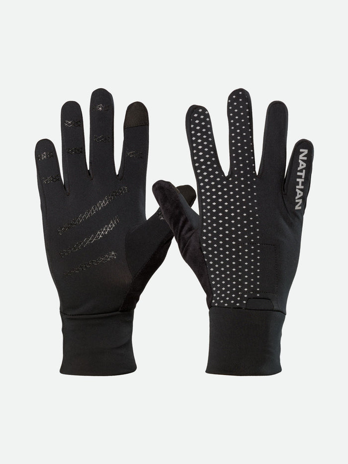 color:Black/Geo Print||view:SKU Image Primary||seo:Nathan HyperNight Reflective Gloves - Black - Front and Back View