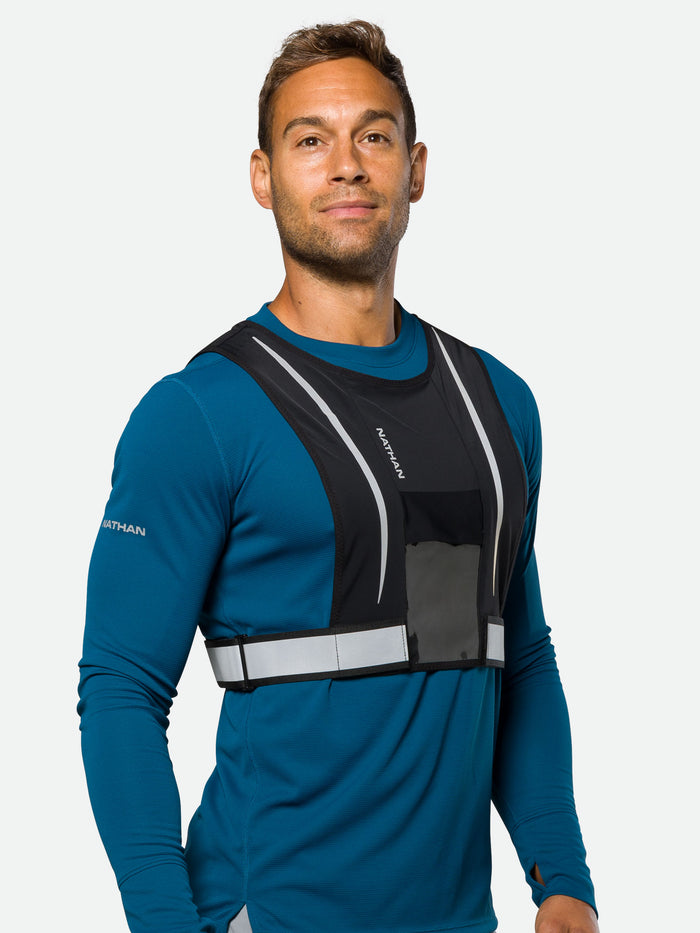color:Black||seo:Nathan Hypernight Reflective Stash Vest – Black – On Model – Front View