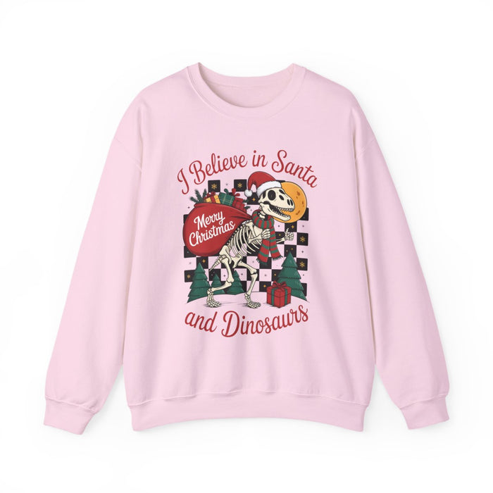 I Believe in Santa and Dinosaurs Christmas Sweatshirt - funny sweatshirt by Cheeky Business