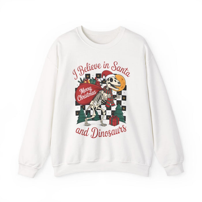 I Believe in Santa and Dinosaurs Christmas Sweatshirt - funny sweatshirt by Cheeky Business
