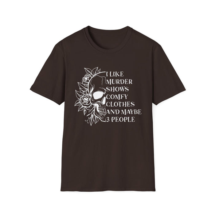 I Like Murder Shows Gothic Skull T-Shirt - funny t-shirt by Cheeky Business